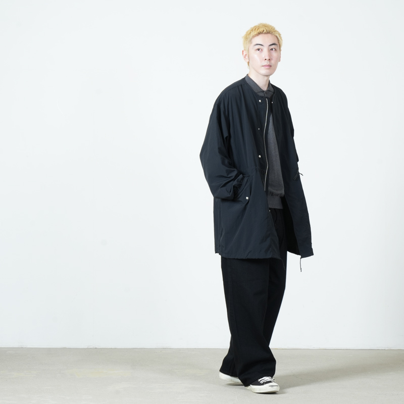 AXESQUIN(アクシーズクイン) TASLAN NYLON COLLARLESS COAT