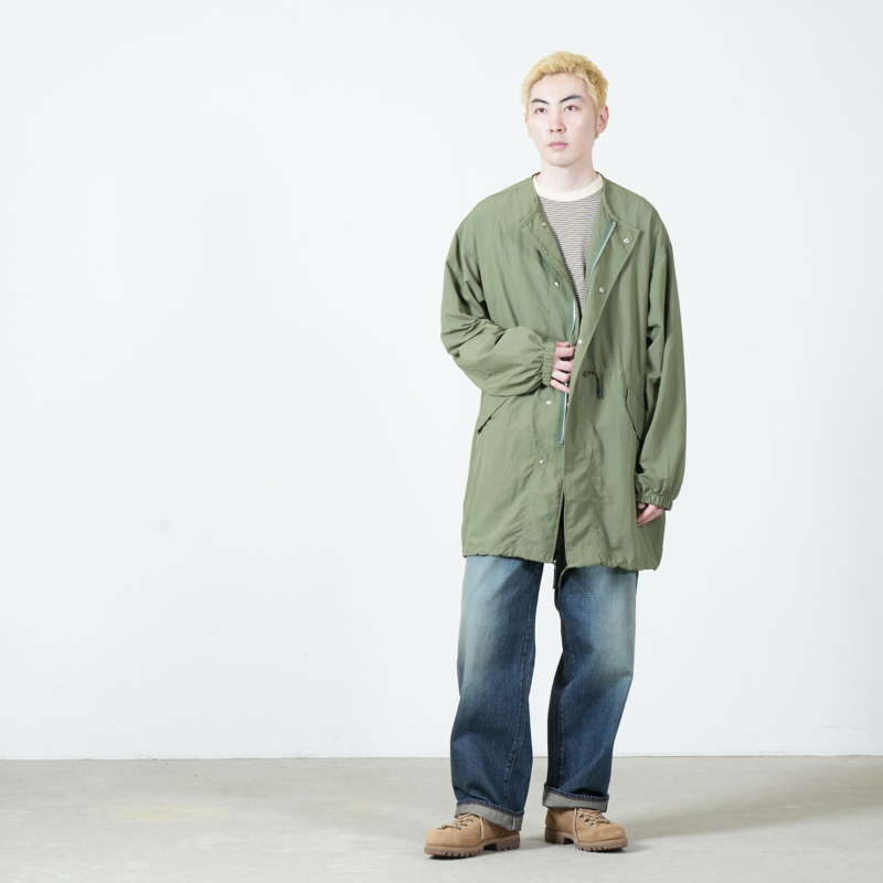 AXESQUIN(アクシーズクイン) TASLAN NYLON COLLARLESS COAT