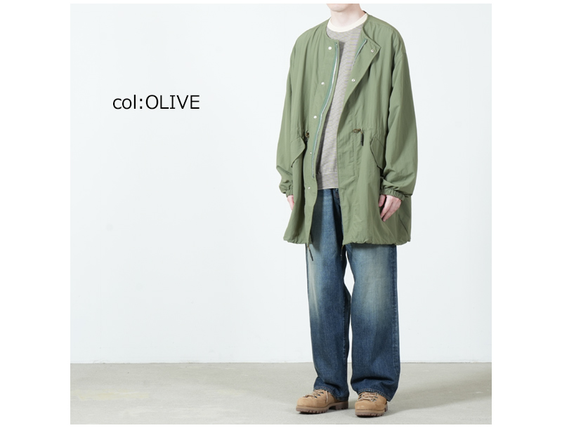 AXESQUIN(アクシーズクイン) TASLAN NYLON COLLARLESS COAT