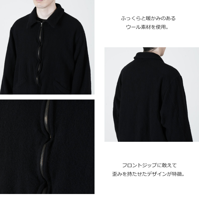 COMOLI(コモリ) 縮絨ウール ジップショートジャケット