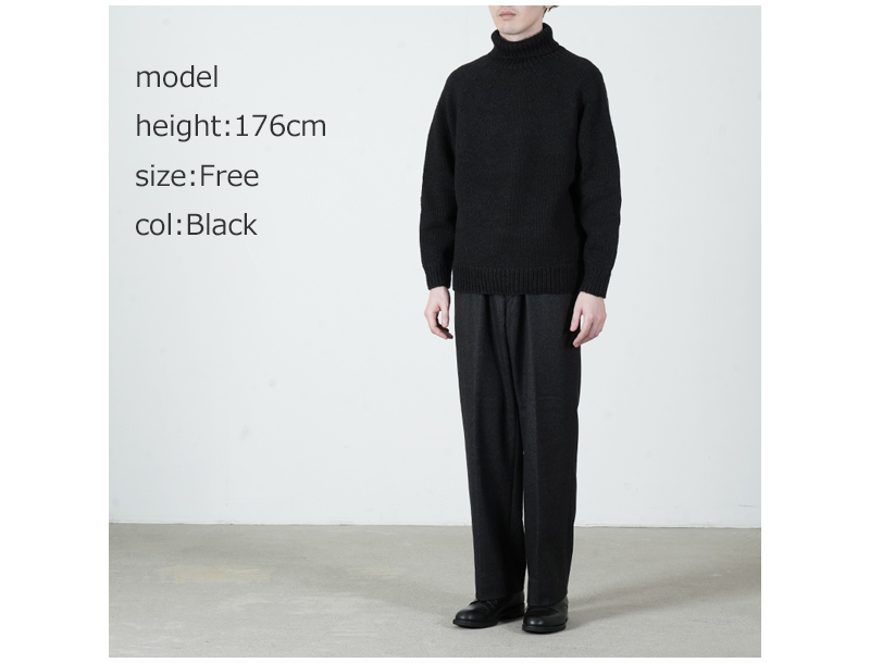 COMOLI(コモリ) カシミヤ和紙 ハンドタートルネックニット