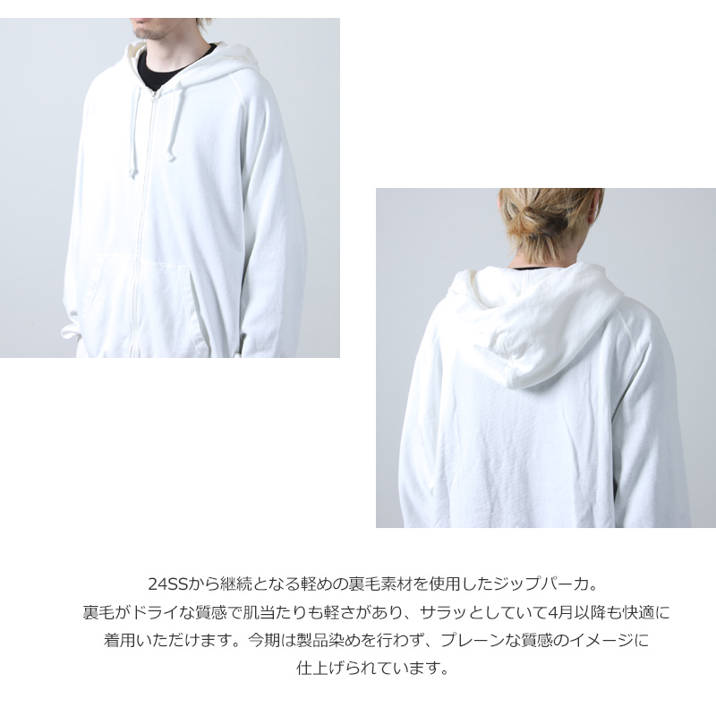 COMOLI(コモリ) LWコットン裏毛 ジップパーカ