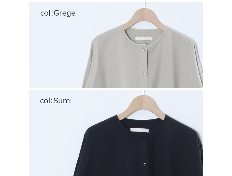 evameva(エヴァムエヴァ) cotton wool no collar shirt