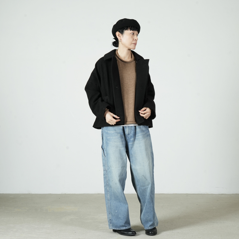 FACTORY(ファクトリー) ウールやぶれ織 ドルマンショートコート