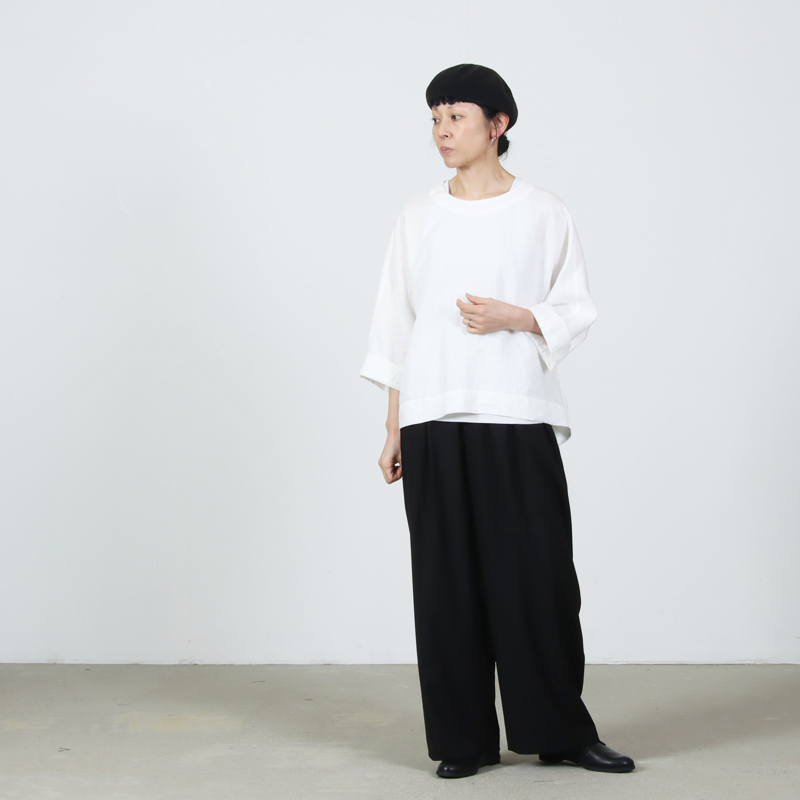 FACTORY(ファクトリー) アイリッシュリネン(シワ加工)スリップオンブラウス