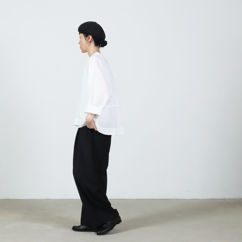 FACTORY(ファクトリー) アイリッシュリネン(シワ加工)スリップオンブラウス