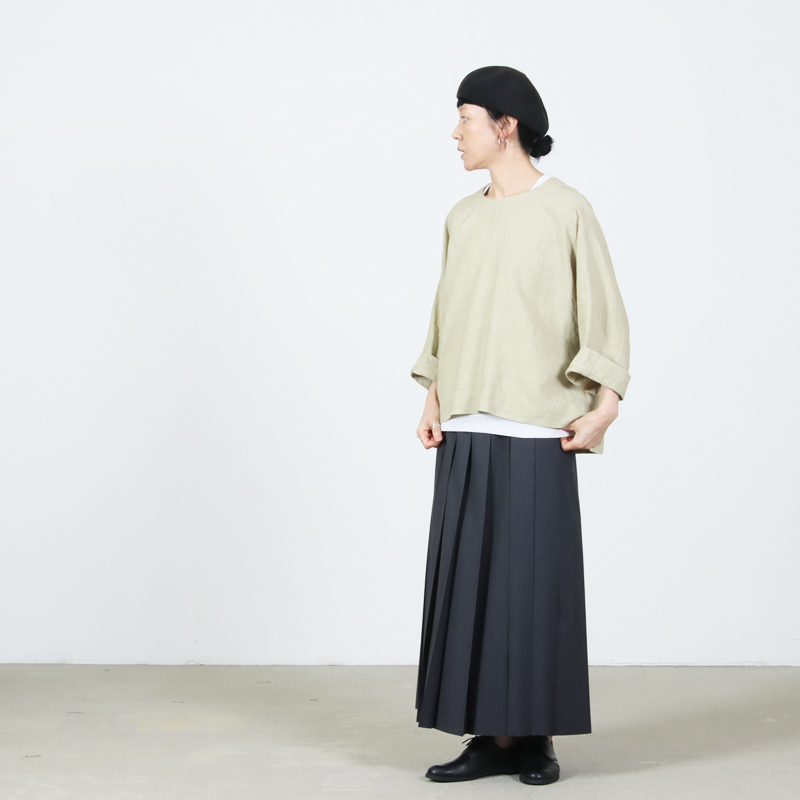 FACTORY(ファクトリー) アイリッシュリネン(シワ加工)スリップオンブラウス