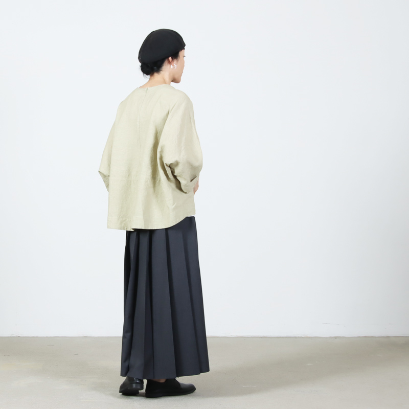 FACTORY(ファクトリー) アイリッシュリネン(シワ加工)スリップオンブラウス