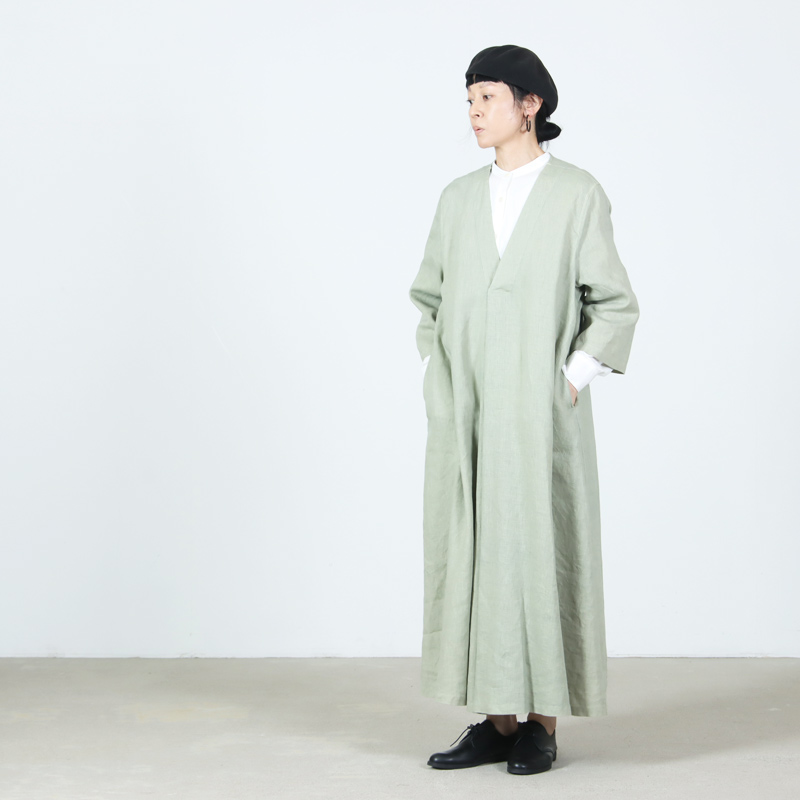 FACTORY(ファクトリー) フランスリネン Vネックワンピース