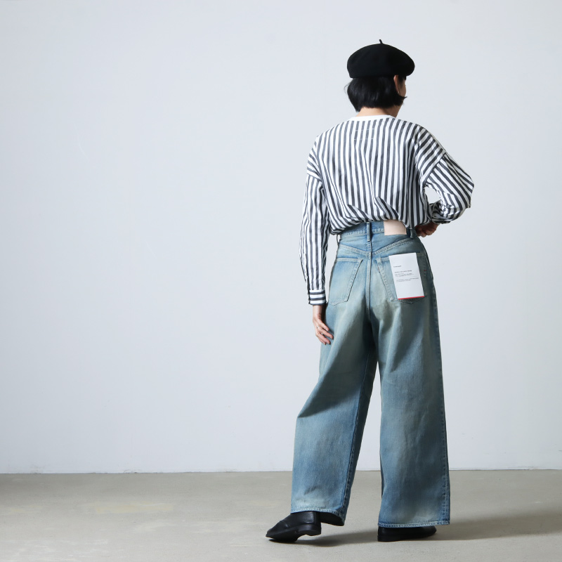 Graphpaper(եڡѡ) Selvage Denim Two Tuck Wide Pants Light Fade