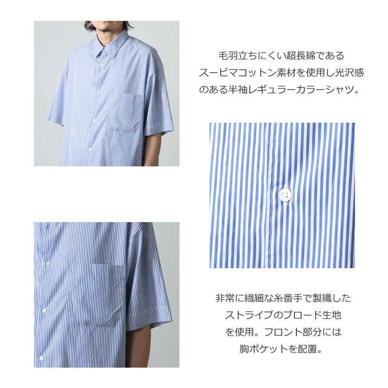 Graphpaper(եڡѡ) Broad Stripe S/S Oversized Regular Collar Shirt