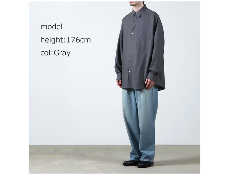 Graphpaper(եڡѡ) Fine Wool Tropical Oversized Regular Collar Shrt