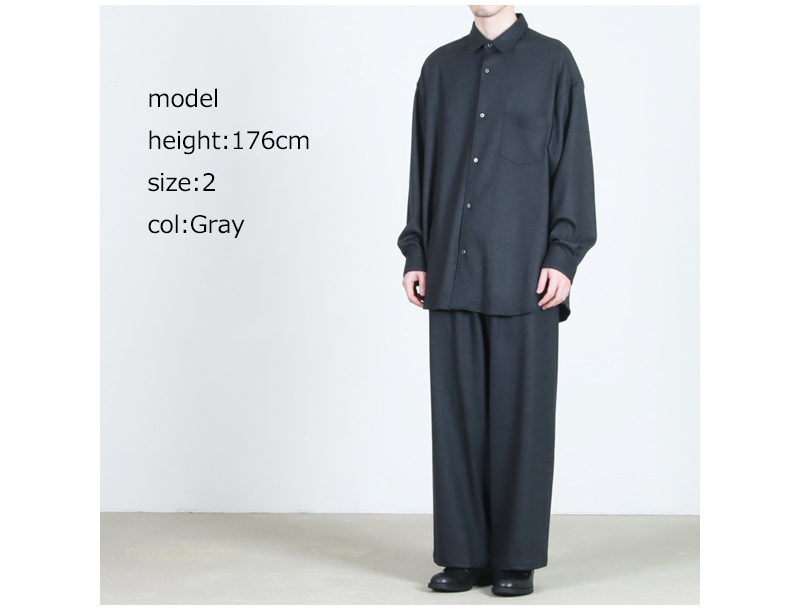 Graphpaper(グラフペーパー) Wool Smooth Flannel Oversized Regular Collar Shirt