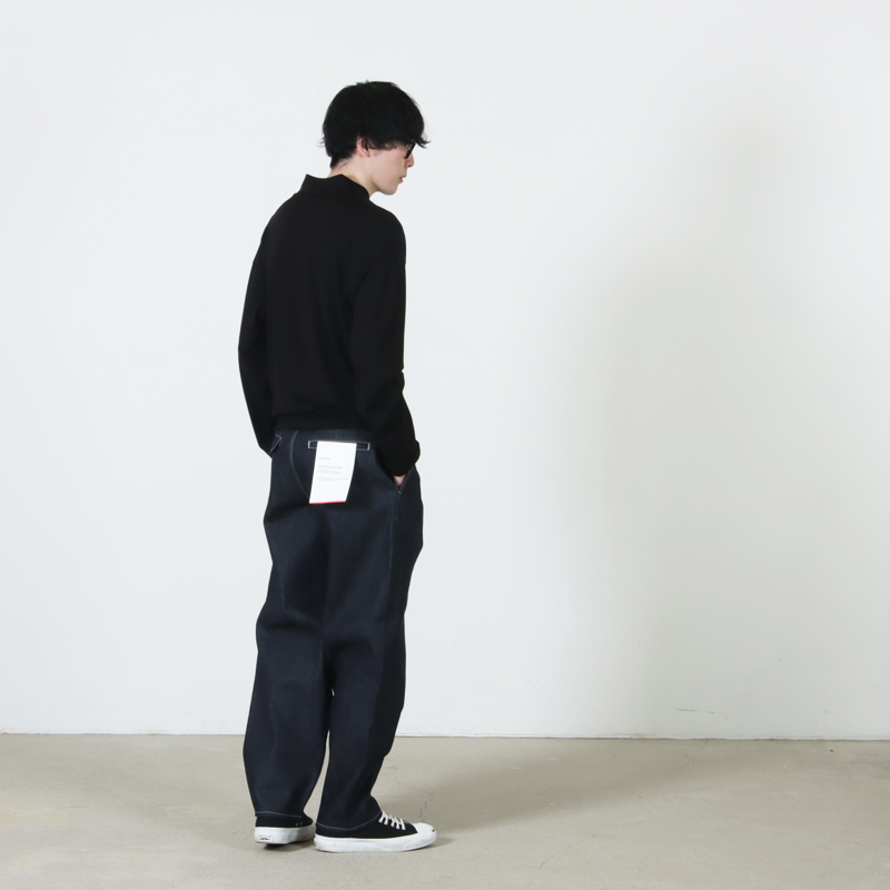 Graphpaper(グラフペーパー) Selvage Denim Two Tuck Tapered Pants‐ INDIGO RIGID ・ BLACK WASHED