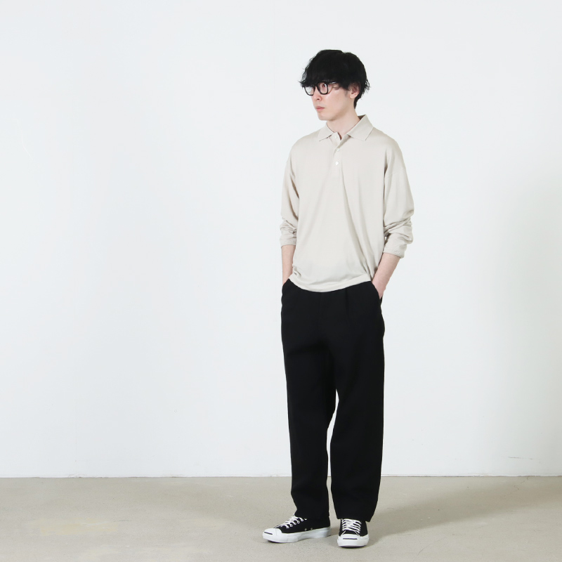 Graphpaper(グラフペーパー) Selvage Denim Two Tuck Tapered Pants‐ INDIGO RIGID ・ BLACK WASHED
