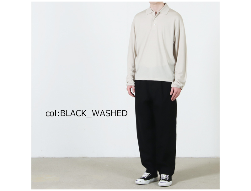 Graphpaper(グラフペーパー) Selvage Denim Two Tuck Tapered Pants‐ INDIGO RIGID ・ BLACK WASHED