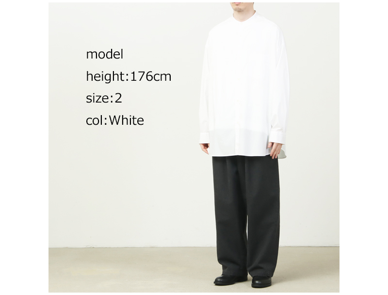 Graphpaper(グラフペーパー) Broad L/S Oversized Band Collar Shirt