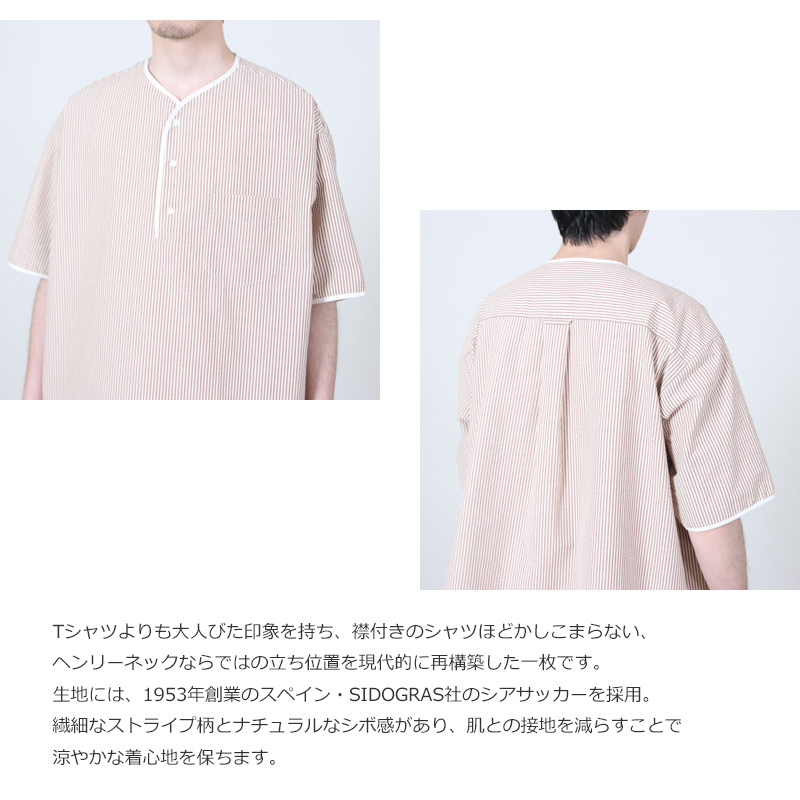 HENLEY NECK DEPARTMENT(ヘンリーネックデパートメント) Allen-SIDOGRAS MAROON SEERSUCKER
