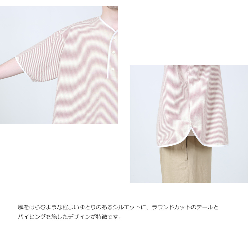 HENLEY NECK DEPARTMENT(ヘンリーネックデパートメント) Allen-SIDOGRAS MAROON SEERSUCKER