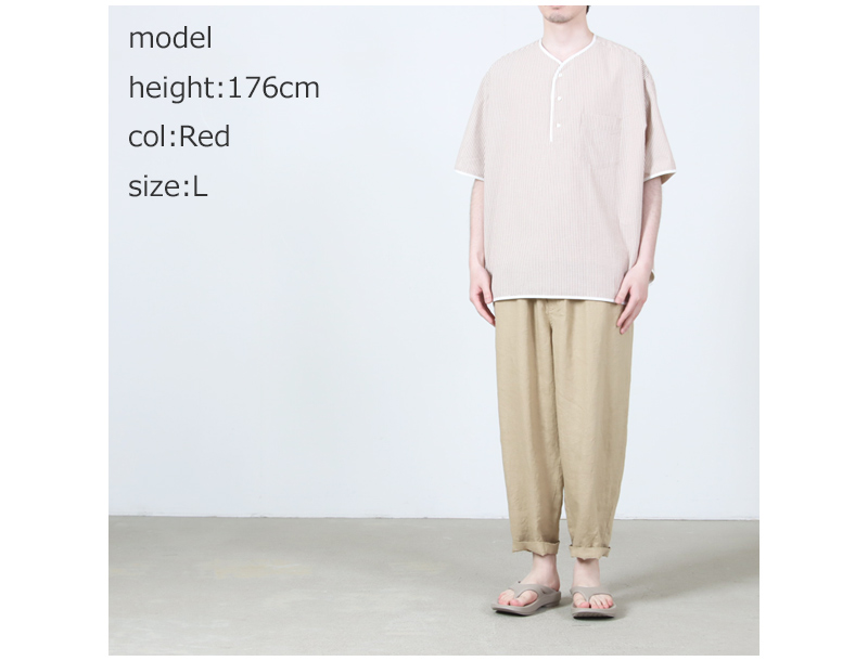 HENLEY NECK DEPARTMENT(ヘンリーネックデパートメント) Allen-SIDOGRAS MAROON SEERSUCKER