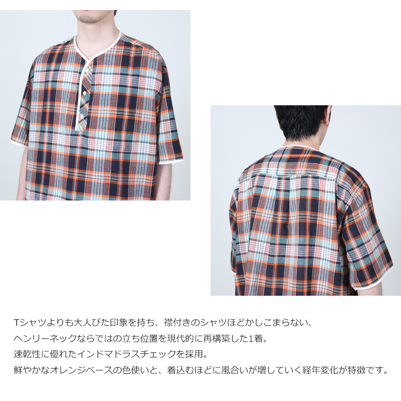 HENLEY NECK DEPARTMENT(ヘンリーネックデパートメント) Albert-ORANGE MADRAS PLAID