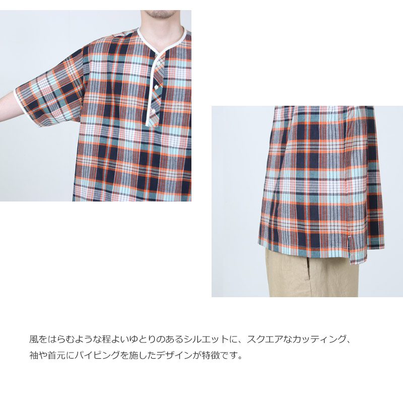 HENLEY NECK DEPARTMENT(ヘンリーネックデパートメント) Albert-ORANGE MADRAS PLAID
