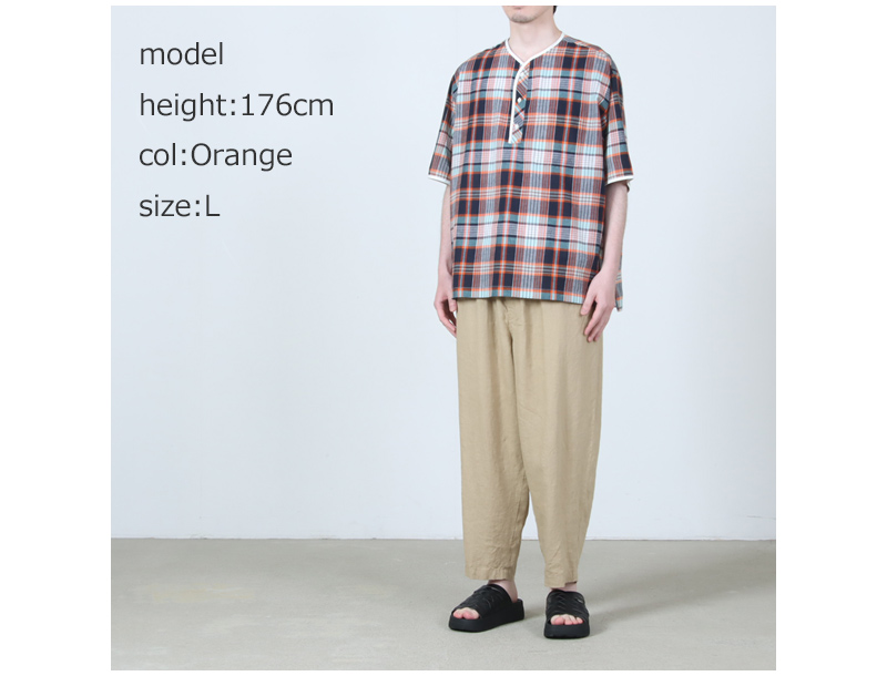 HENLEY NECK DEPARTMENT(ヘンリーネックデパートメント) Albert-ORANGE MADRAS PLAID