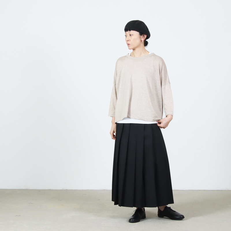 mao made(マオメイド) ベルギーリネン7分袖ワイドTEE