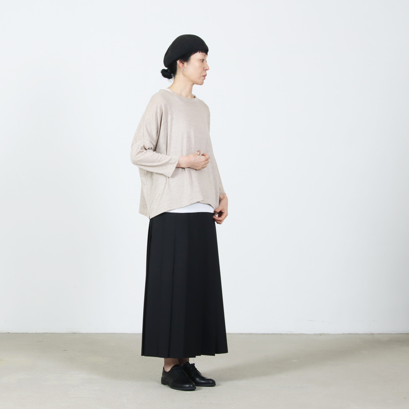 mao made(マオメイド) ベルギーリネン7分袖ワイドTEE