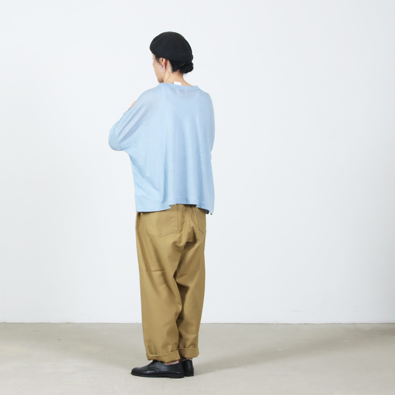 mao made(マオメイド) ベルギーリネン7分袖ワイドTEE