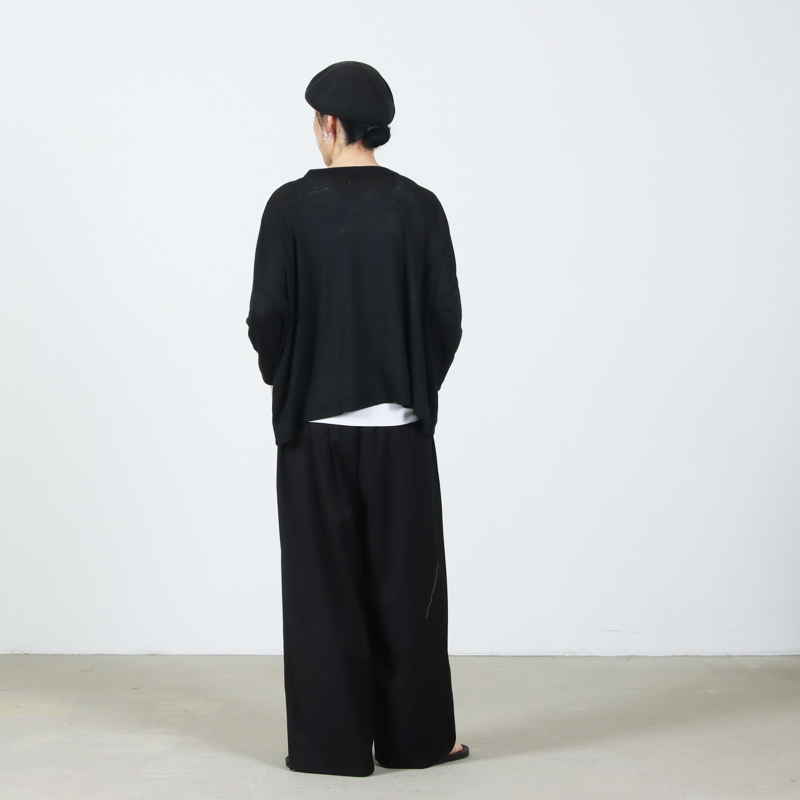 mao made(マオメイド) ベルギーリネン7分袖ワイドTEE