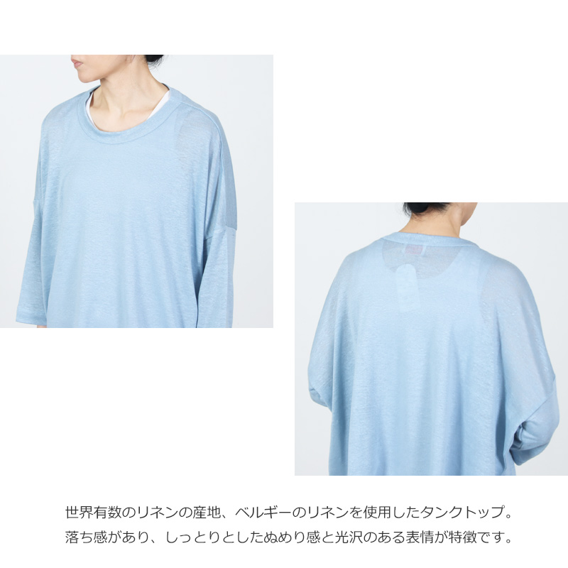 mao made(マオメイド) ベルギーリネン7分袖ワイドTEE