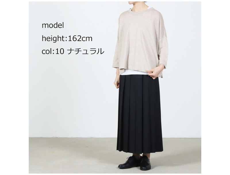 mao made(マオメイド) ベルギーリネン7分袖ワイドTEE