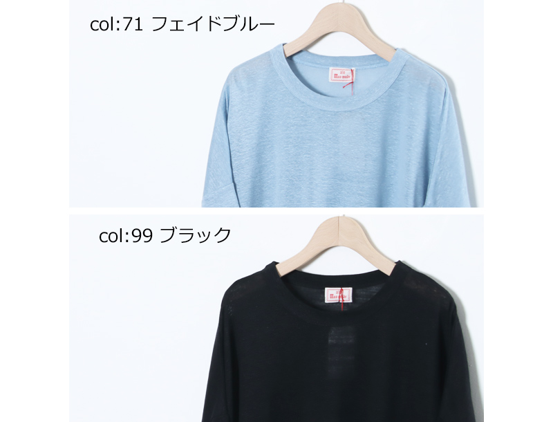 mao made(マオメイド) ベルギーリネン7分袖ワイドTEE