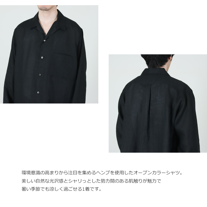 MARKAWARE(マーカウェア) ヘンプ細布 コンフォートフィットオープンカラーシャツ