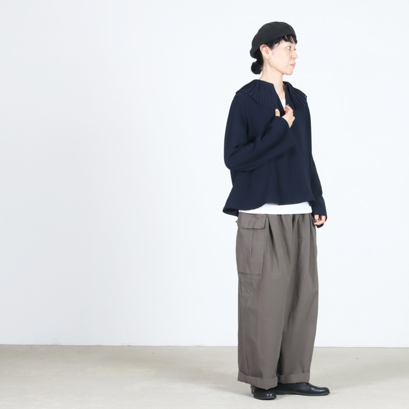 mizuiro ind(ミズイロインド) プリーツカラーシャツプルオーバー