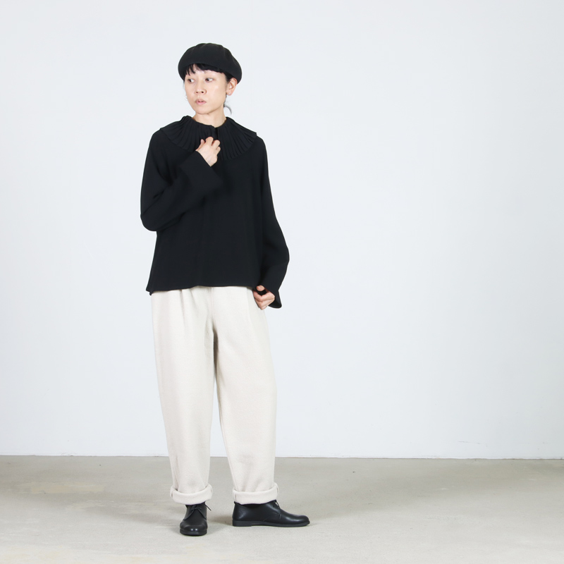 mizuiro ind(ミズイロインド) プリーツカラーシャツプルオーバー