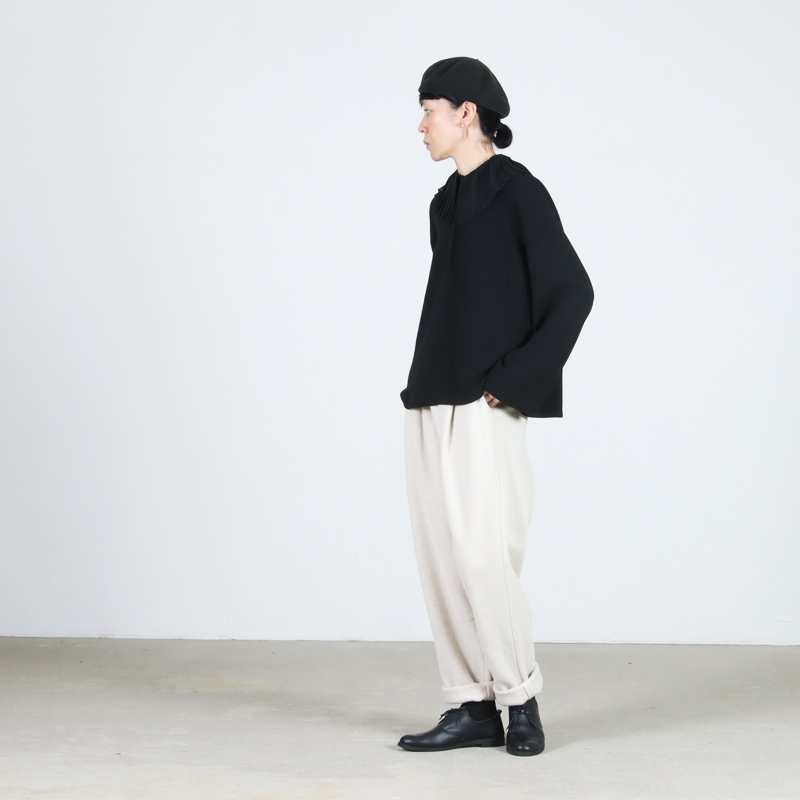 mizuiro ind(ミズイロインド) プリーツカラーシャツプルオーバー