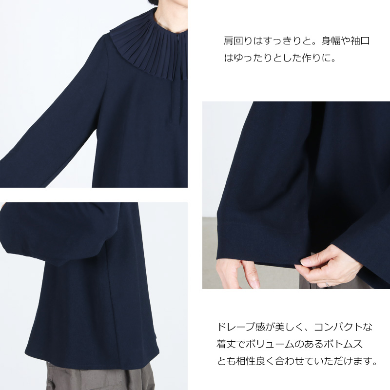 mizuiro ind(ミズイロインド) プリーツカラーシャツプルオーバー