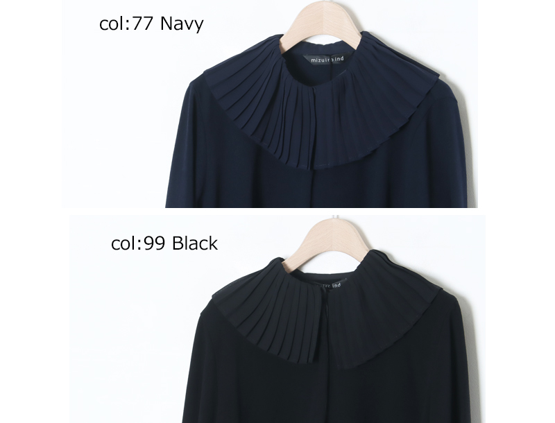 mizuiro ind(ミズイロインド) プリーツカラーシャツプルオーバー