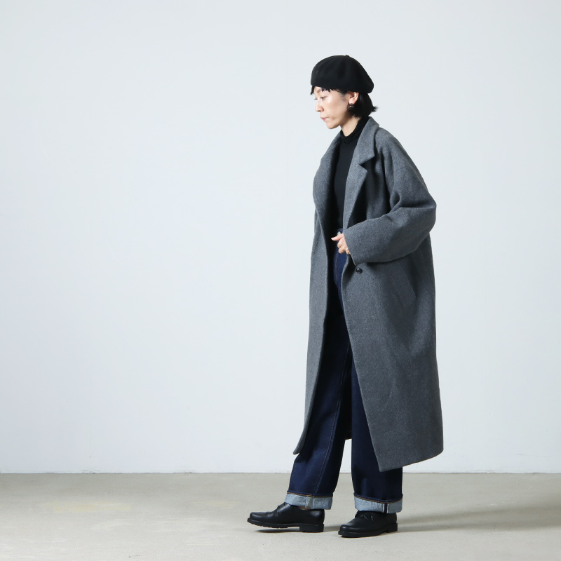 mizuiro ind(ミズイロインド) ウールブレンドスタンドカラーコート