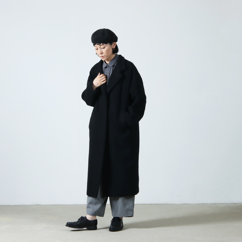 mizuiro ind(ミズイロインド) ウールブレンドスタンドカラーコート