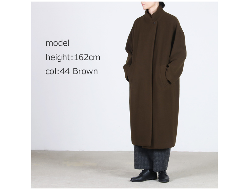 mizuiro ind(ミズイロインド) ウールブレンドスタンドカラーコート