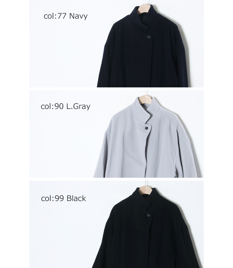 mizuiro ind(ミズイロインド) ウールブレンドスタンドカラーコート