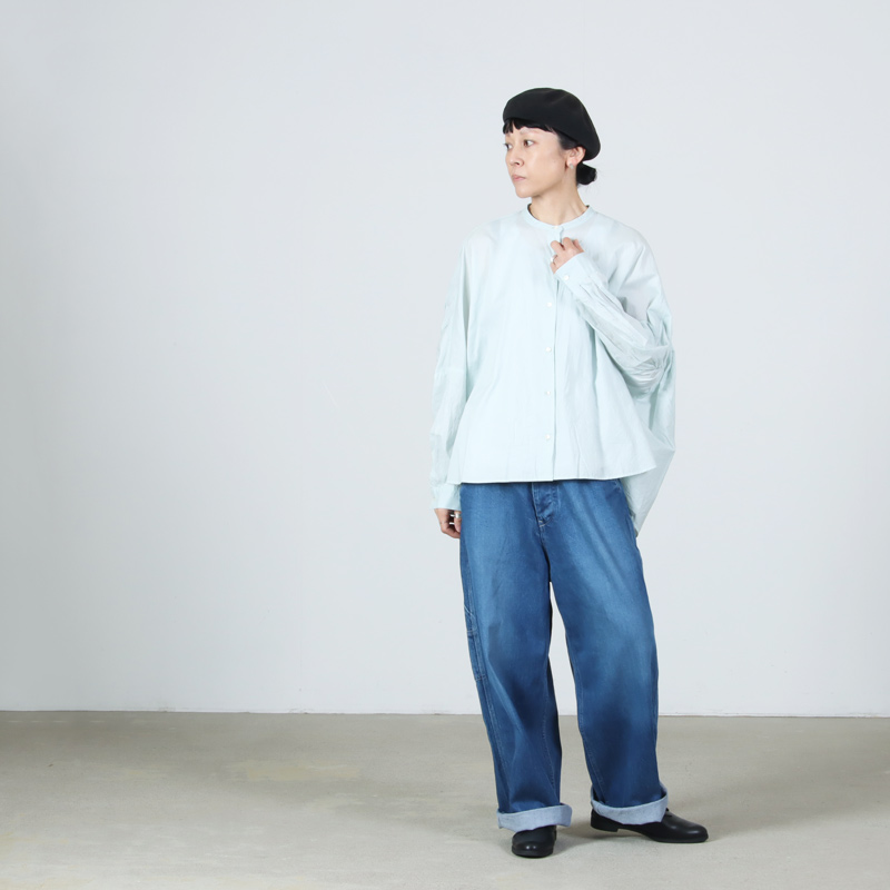 mizuiro ind(ミズイロインド) バックギャザーワイドシャツ