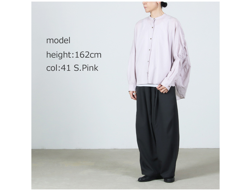 mizuiro ind(ミズイロインド) バックギャザーワイドシャツ