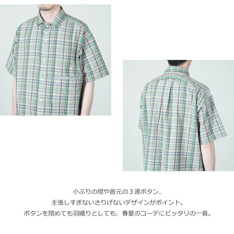 nisica(ニシカ) レギュラーカラーシャツ b.チェック 半袖