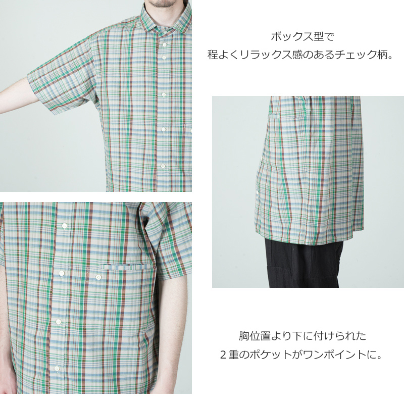 nisica(ニシカ) レギュラーカラーシャツ b.チェック 半袖