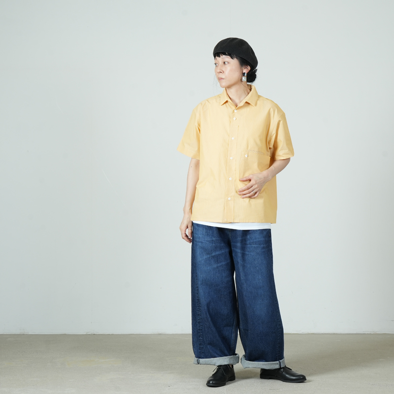 nisica(ニシカ) レギュラーカラーシャツ c.ストライプ 半袖