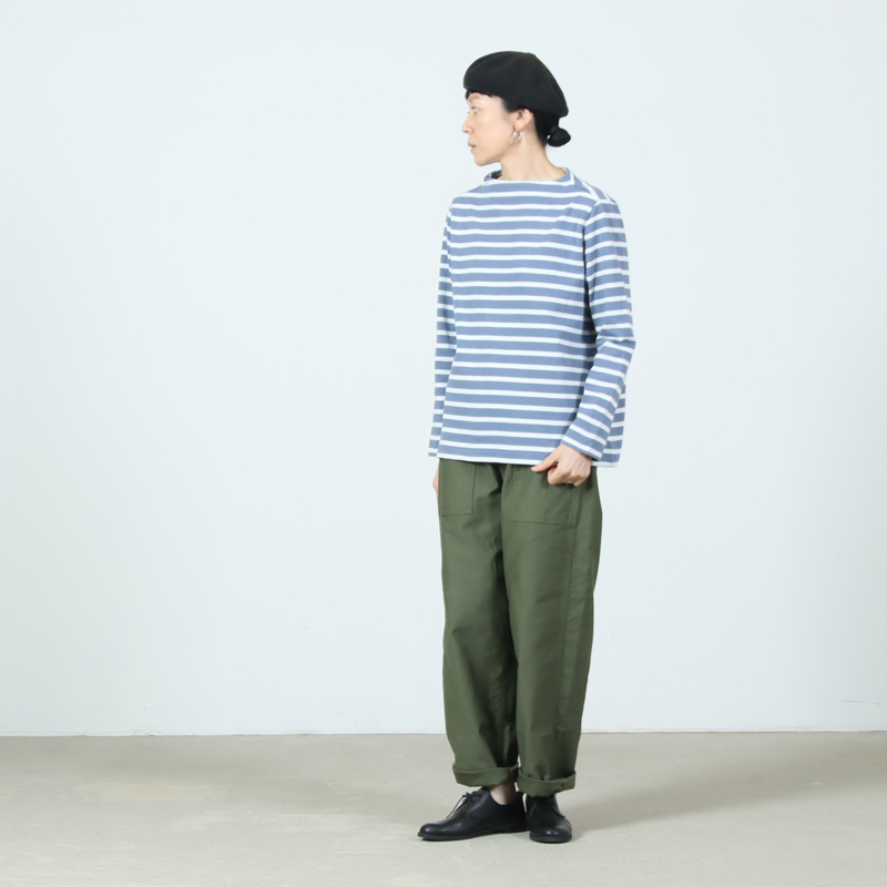 nisica(ニシカ) ガンジーネックカットソー L / S(ボーダー)